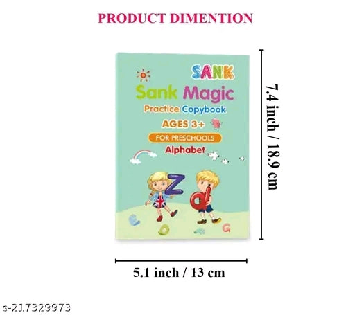 Magic Practice Copybook Set – Reusable Writing & Number Tracing Book for Kids (4 Books + Pen + Refills)
