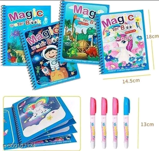Magic Water Coloring Book with Magic Pen – Reusable Drawing & Painting Book for Kids