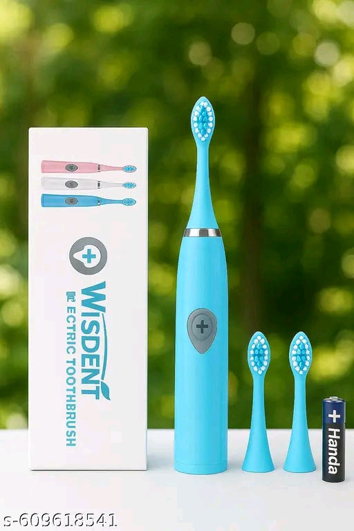 Premium Electric Toothbrush with 2 Extra Brush Heads & Battery – Deep Cleaning Soft Bristles Tooth Brush for Adults & Kids