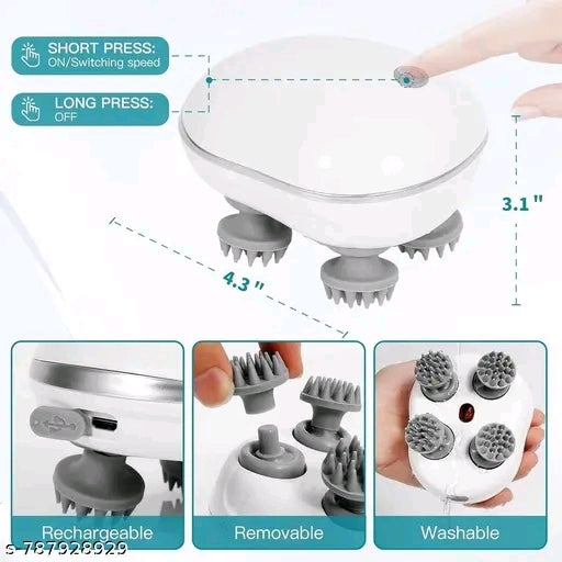 Electric Scalp Massager IPX7 Waterproof – Cordless Head & Hair Massager for Deep Cleaning & Relaxation