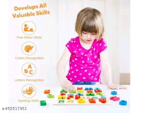 Wooden Alphabet Puzzle Board for Kids | ABC & Number Learning Toy | Educational Montessori Puzzle for Toddlers (18+ Months)